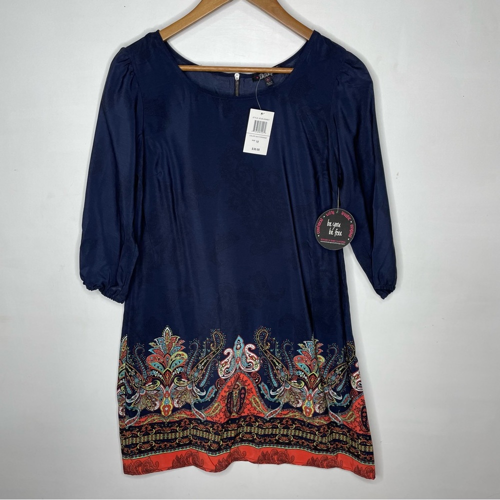 🍋Bebop Navy and Orange Paisley Y2K dress